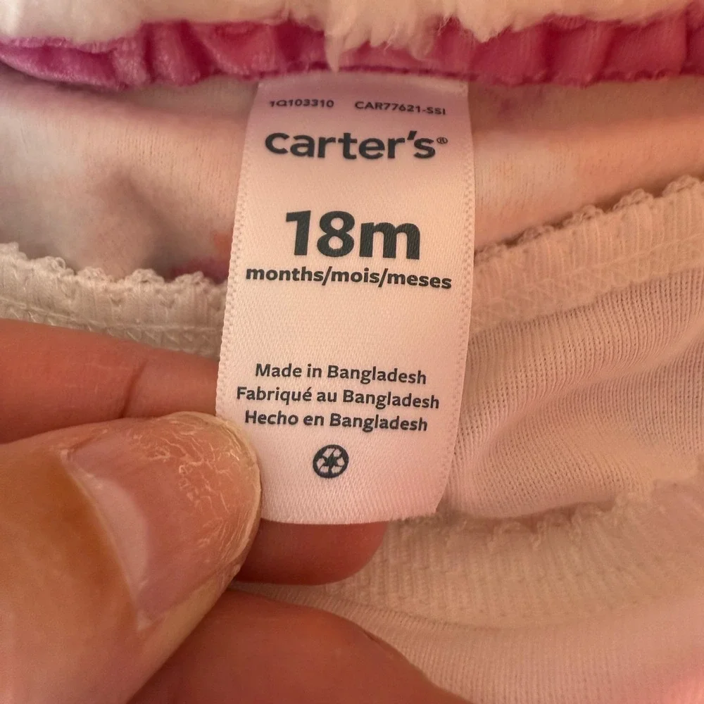 SALE Carter's Baby Girls 18m Pink Geometric Fleece Hooded Vest Bodysuit 2 Piece‎